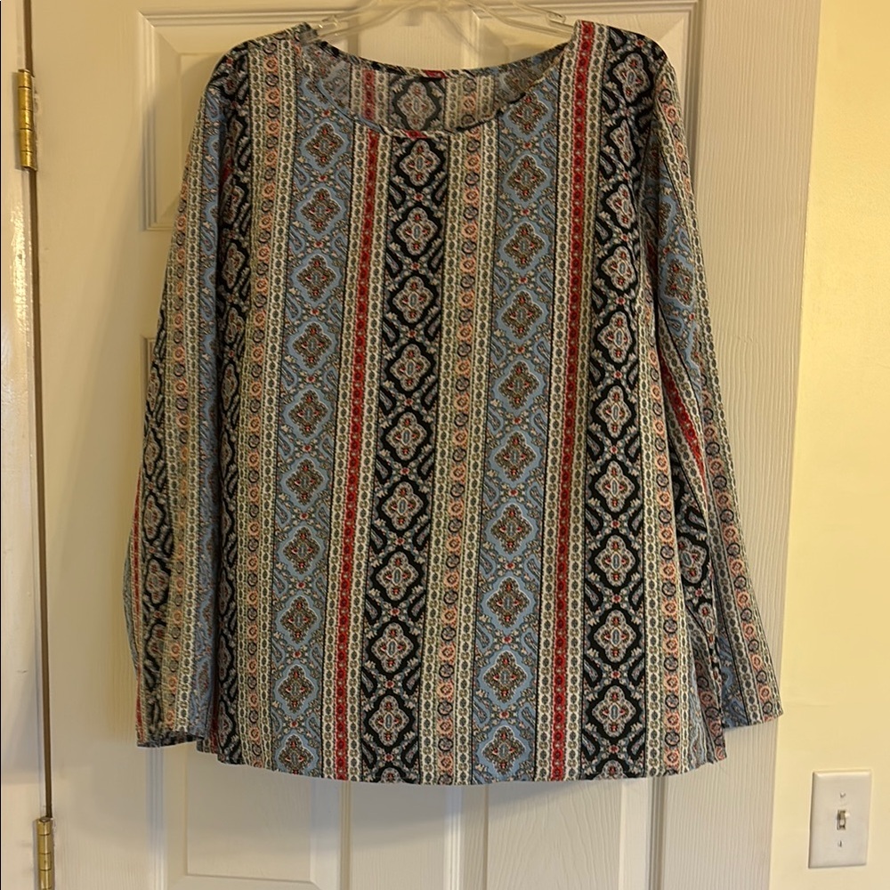 Patterned Long Sleeve Women's Top